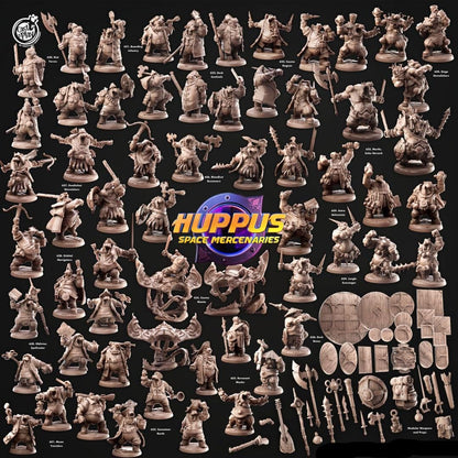 3D Printed Cast n Play Modular Hands Huppus, Space Mercenaries Set 28mm 32mm D&D