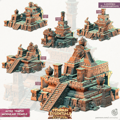 3D Printed Cast n Play Modular Temple Aztec Temple Set 28mm 32mm D&D
