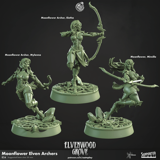 3D Printed Cast n Play Moonflower Elven Archers Elvenwood Grove Set 28mm 32mm D&D