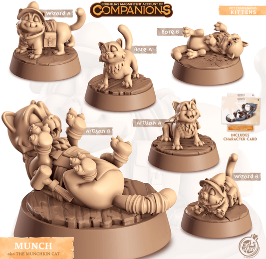 3D Printed Cast n Play Munch - Munchkin Cat Companions 28mm 32mm D&D