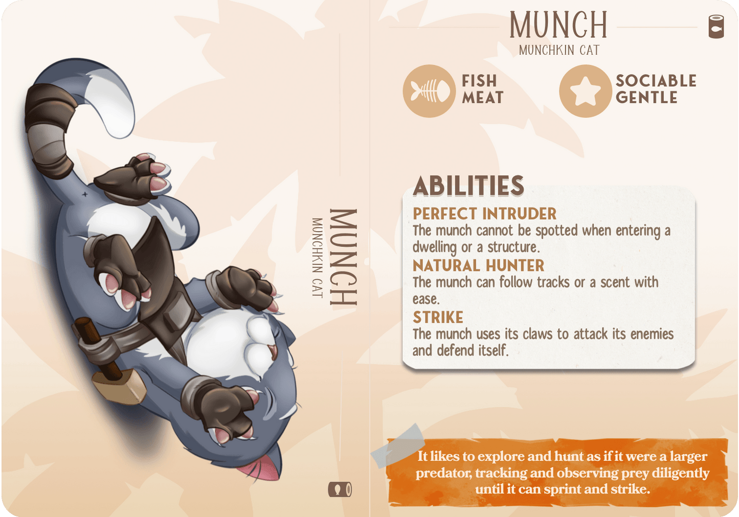 3D Printed Cast n Play Munch - Munchkin Cat Companions 28mm 32mm D&D