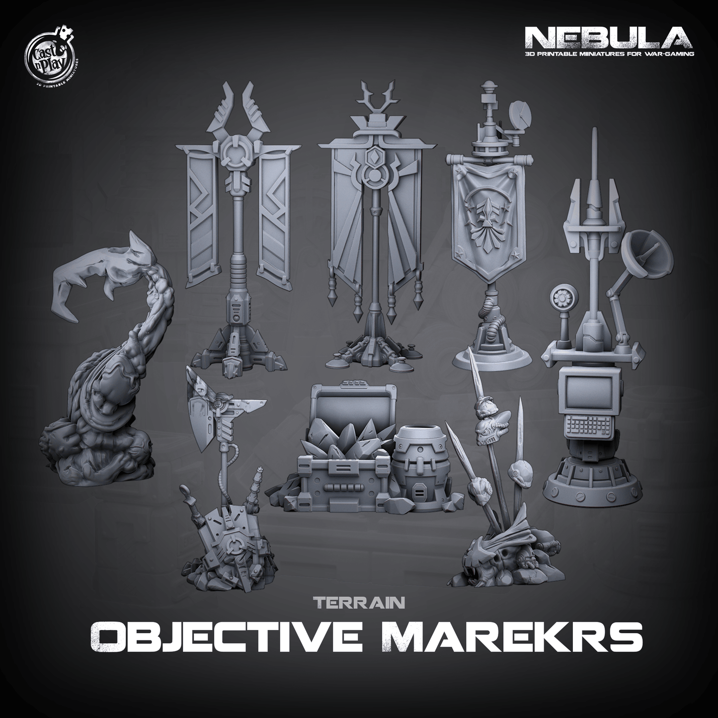 3D Printed Cast n Play Objective Markers Nebula Origins 28mm 32mm D&D