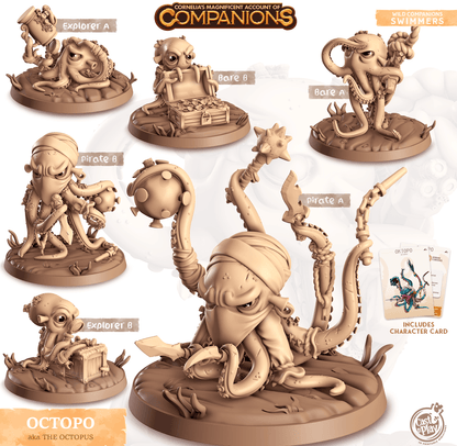 3D Printed Cast n Play Oktopo - Octopus Companions 28mm 32mm D&D
