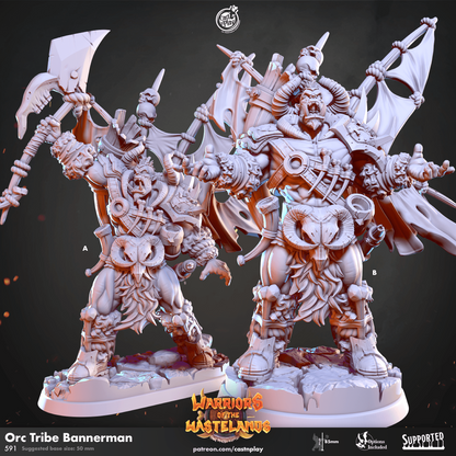 3D Printed Cast n Play Orc Tribe Bannerman Warriors of the Wastelands 28mm 32mm D&D