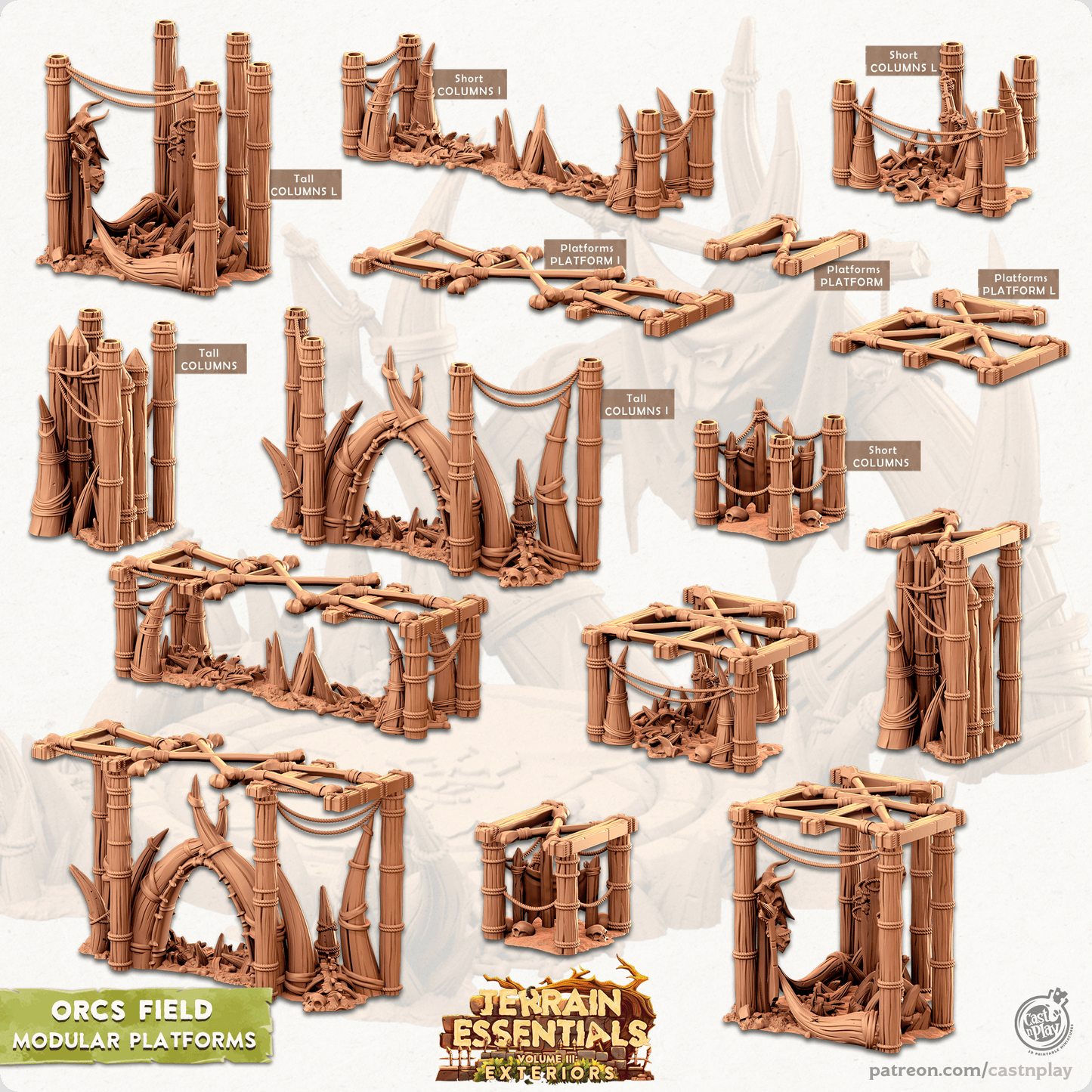 3D Printed Cast n Play Orcs Field Set Modular Platforms 28mm 32mm D&D