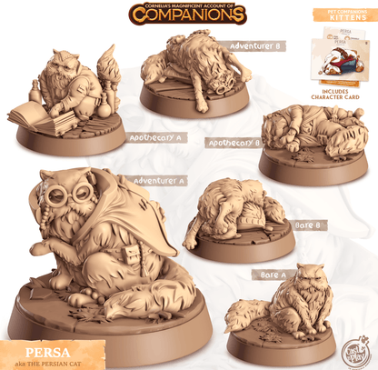 3D Printed Cast n Play Persa - Persian Cat Companions 28mm 32mm D&D