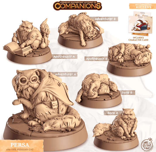 3D Printed Cast n Play Persa - Persian Cat Companions 28mm 32mm D&D