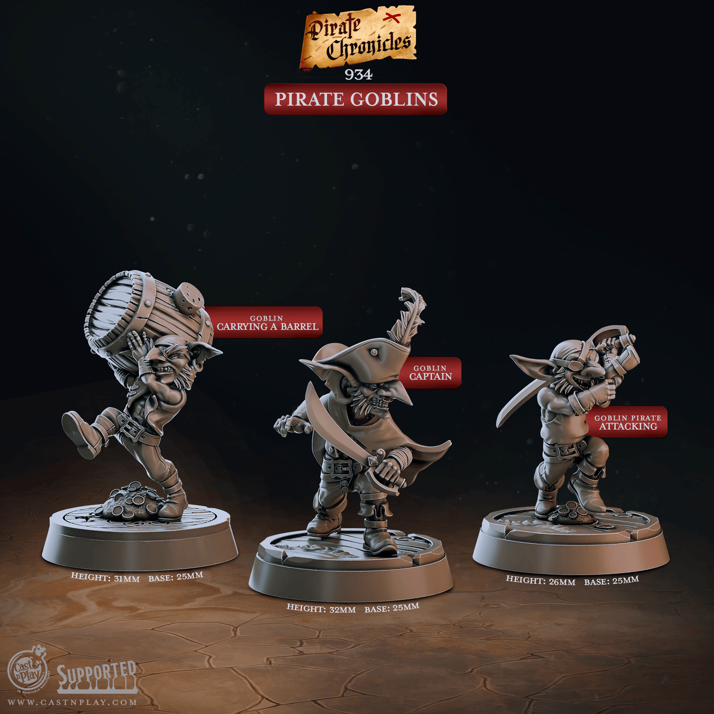 3D Printed Cast n Play Pirate Chronicles Collection 28mm 32mm D&D