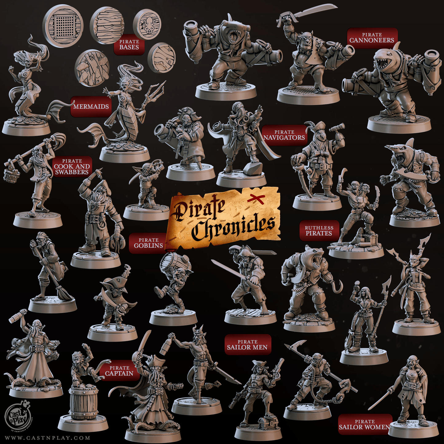 3D Printed Cast n Play Pirate Chronicles Collection 28mm 32mm D&D