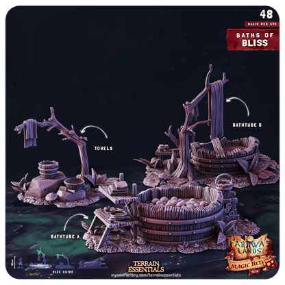 3D Printed Cast n Play Red Magic Spa Set 28mm 32mm D&D