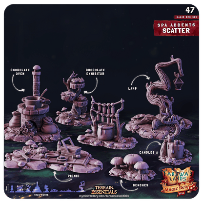 3D Printed Cast n Play Red Magic Spa Set 28mm 32mm D&D