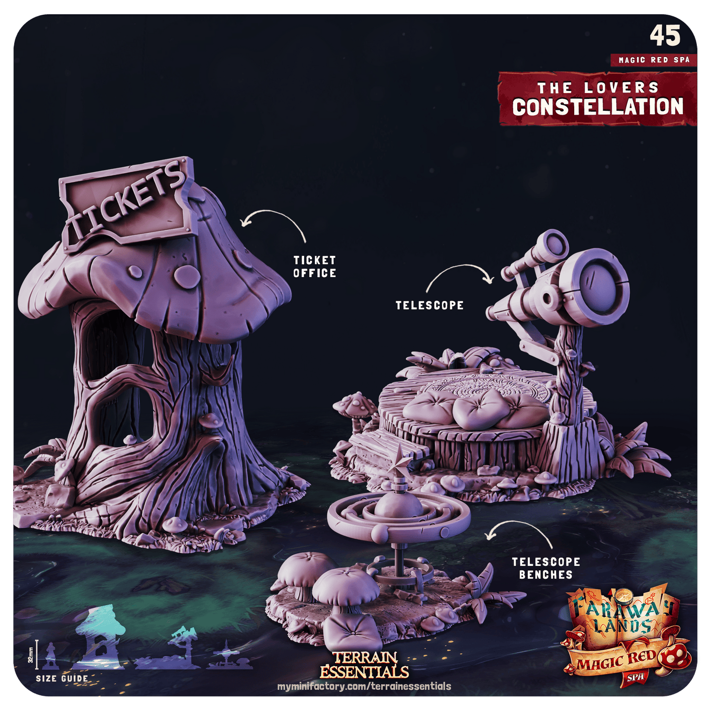 3D Printed Cast n Play Red Magic Spa Set 28mm 32mm D&D