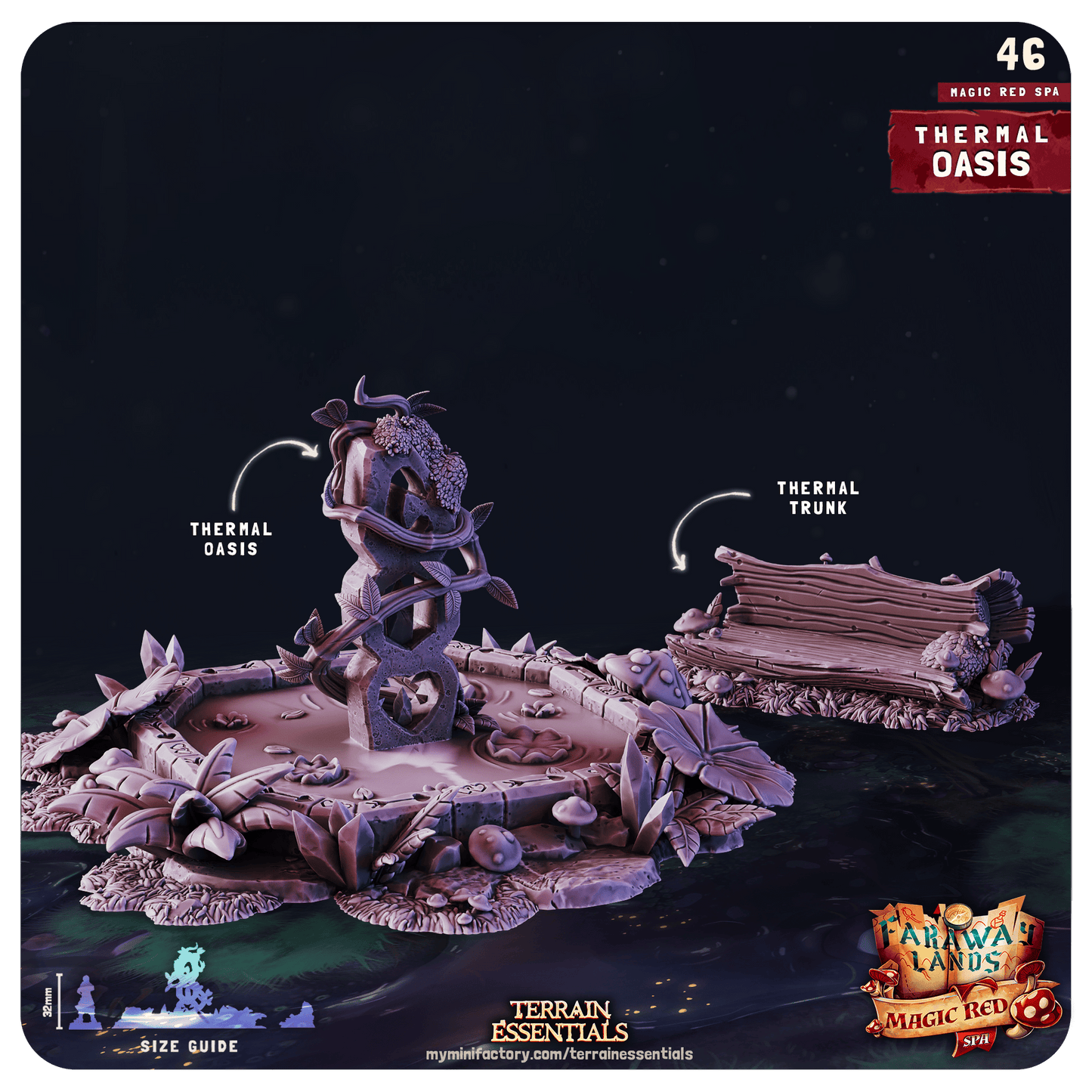 3D Printed Cast n Play Red Magic Spa Set 28mm 32mm D&D