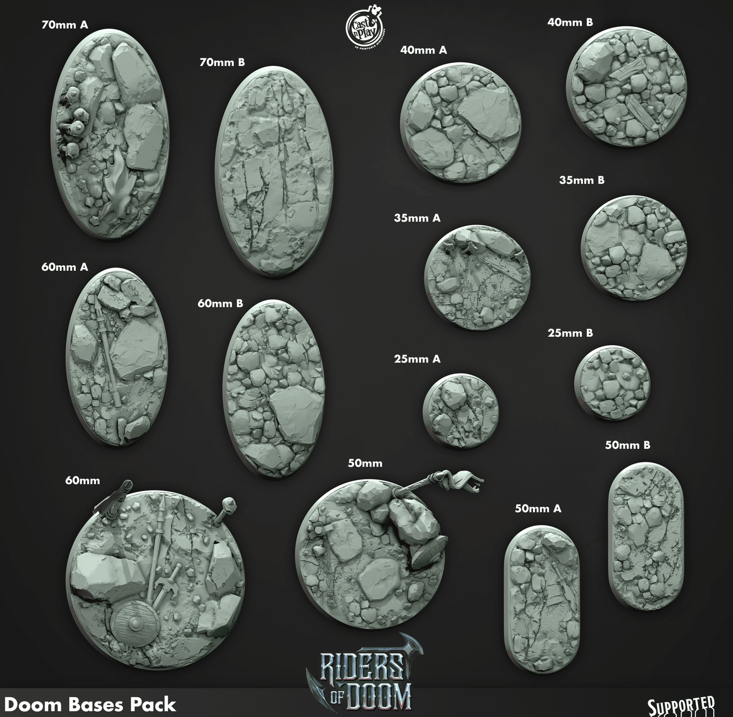 3D Printed Cast n Play Riders of Doom - Doom Bases 28mm 32mm D&D