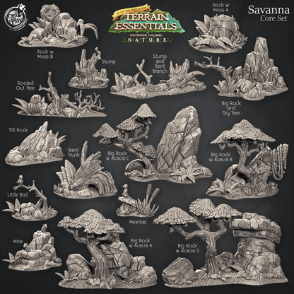 3D Printed Cast n Play Savanna Core Set Savanna Terrain Set Terrain Essentials Nature 28mm 32mm D&D