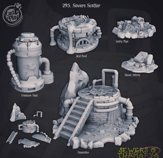 3D Printed Cast n Play Sewers of Thamarya - Sewer Scatter 28mm 32mm D&D