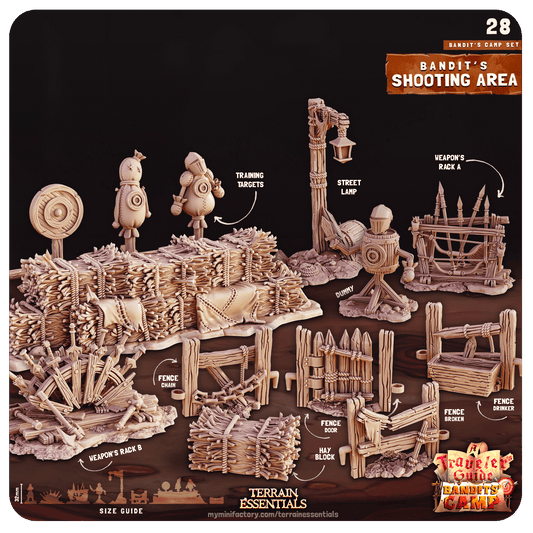 3D Printed Cast n Play Shooting Area Bandits Camp Terrain Set 28mm 32mm D&D
