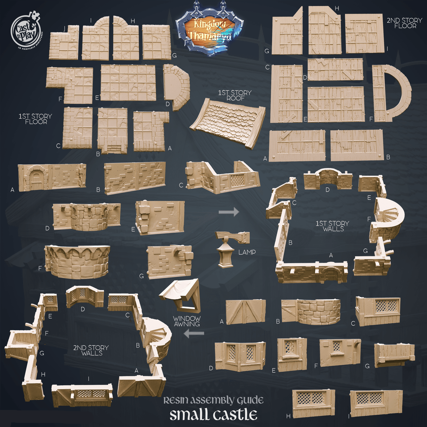 3D Printed Cast n Play Small Castle Kingdom Of Thamarya 28mm 32mm D&D