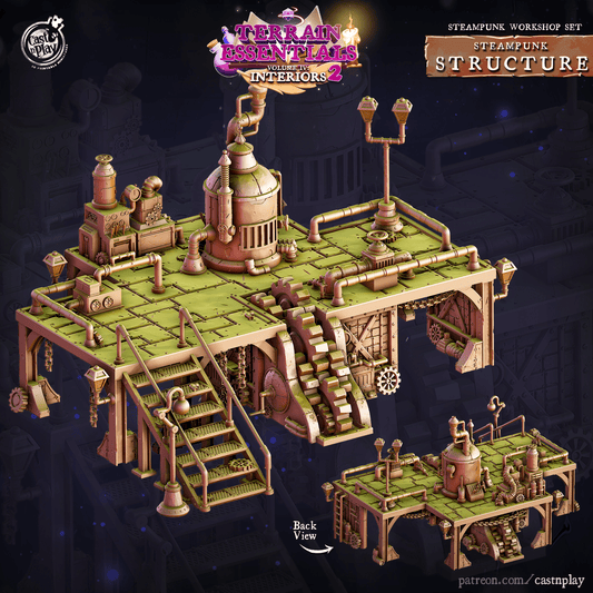 3D Printed Cast n Play Steampunk Workshop Structure Set 28mm 32mm D&D