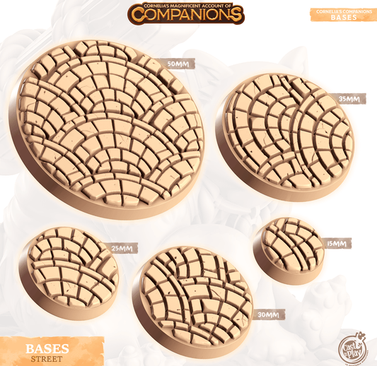 3D Printed Cast n Play Street Bases Companion's Bases - Master Pack Companions 28mm 32mm D&D