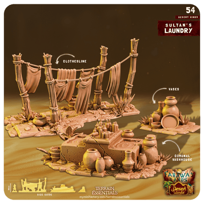 3D Printed Cast n Play Sultans Laundry Desert Winds Terrain Set 28mm 32mm D&D