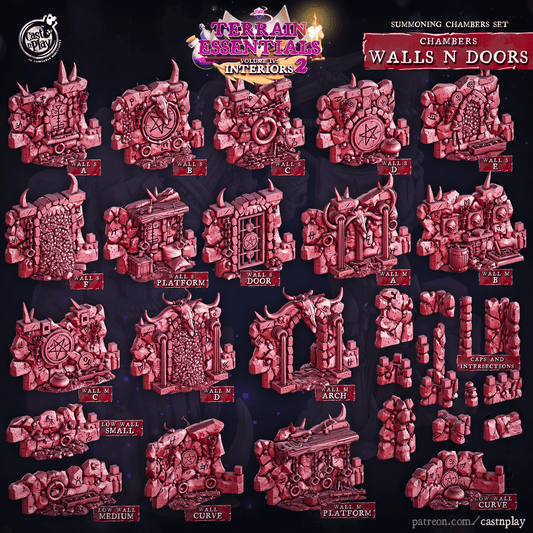 3D Printed Cast n Play Summoning Chambers Walls and Doors Set 28mm 32mm D&D