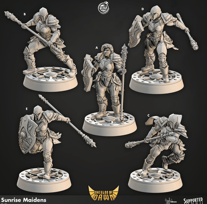 3D Printed Cast n Play Sunrise Maidens Shields of Dawn 28mm 32mm D&D