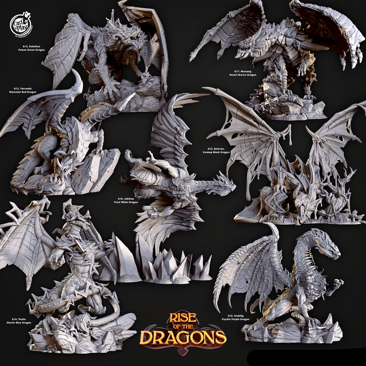 3D Printed Cast n Play Tanvaala Mountain Red Dragon Rise of the Dragons 28 32mm D&D