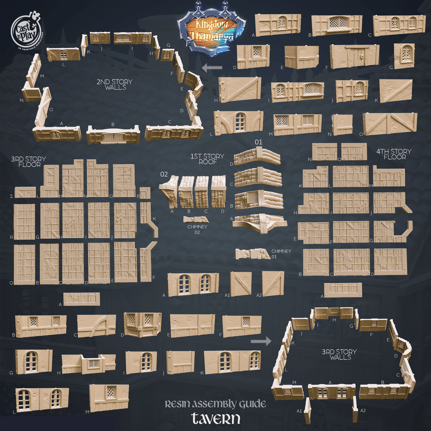 3D Printed Cast n Play Tavern Kingdom Of Thamarya 28mm 32mm D&D