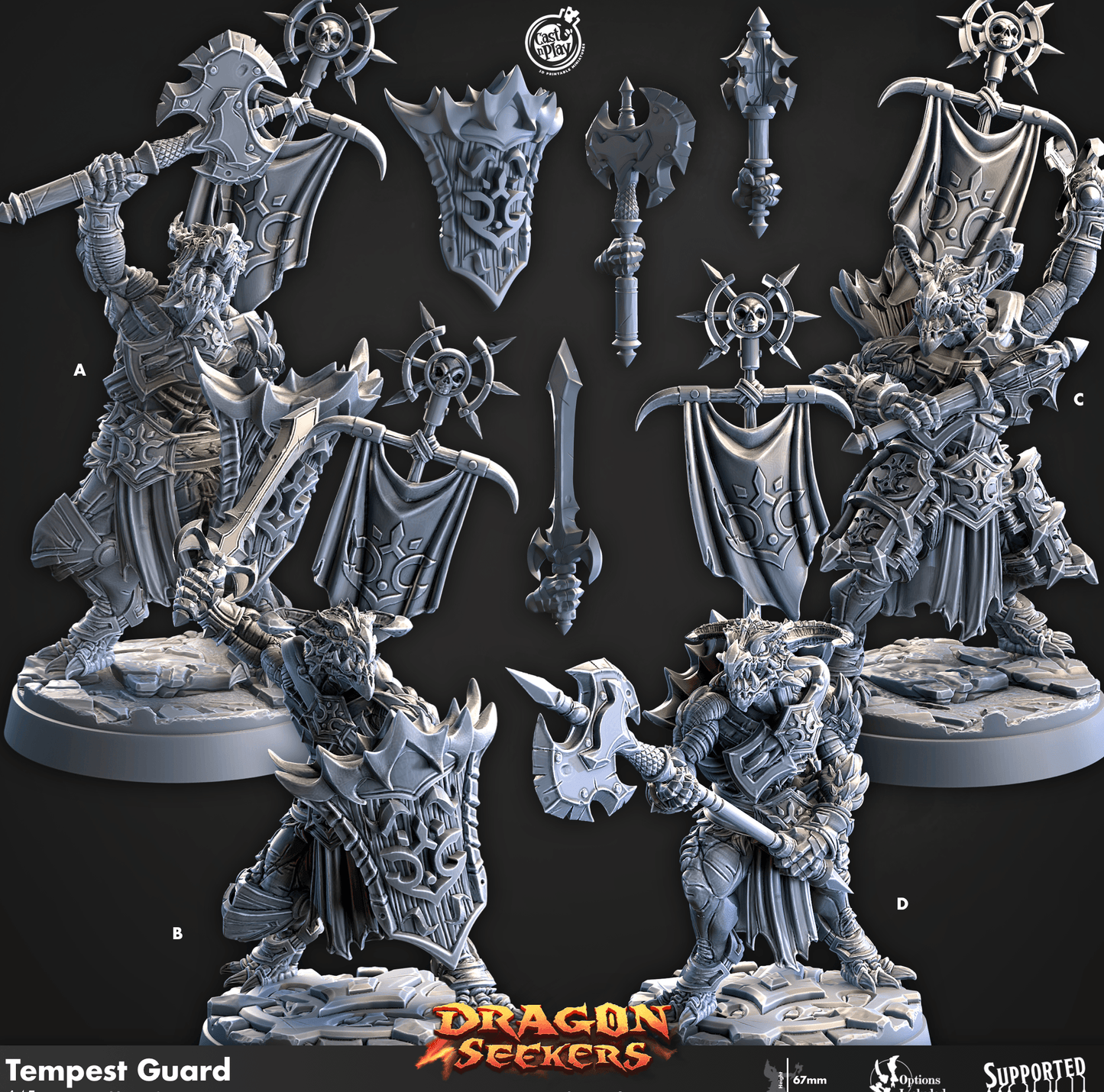 3D Printed Cast n Play Tempest Guard Dragon Seekers 28mm 32mm D&D