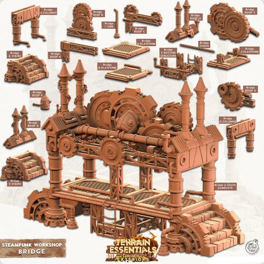 3D Printed Cast n Play Terrain Essentials - Steampunk Workshop Bridge 28mm 32mm