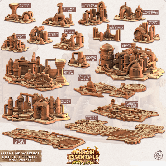 3D Printed Cast n Play Terrain Essentials - Steampunk Workshop Difficult Terrain and Debris
