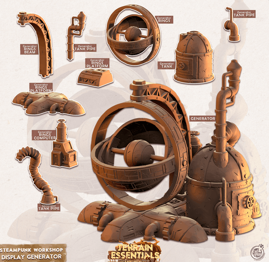 3D Printed Cast n Play Terrain Essentials - Steampunk Workshop Display Generator 28mm 32mm
