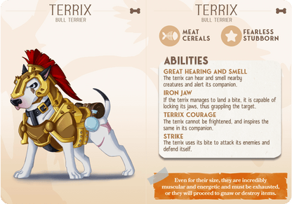 3D Printed Cast n Play Terrix - Bull Terrier Companions 28mm 32mm D&D