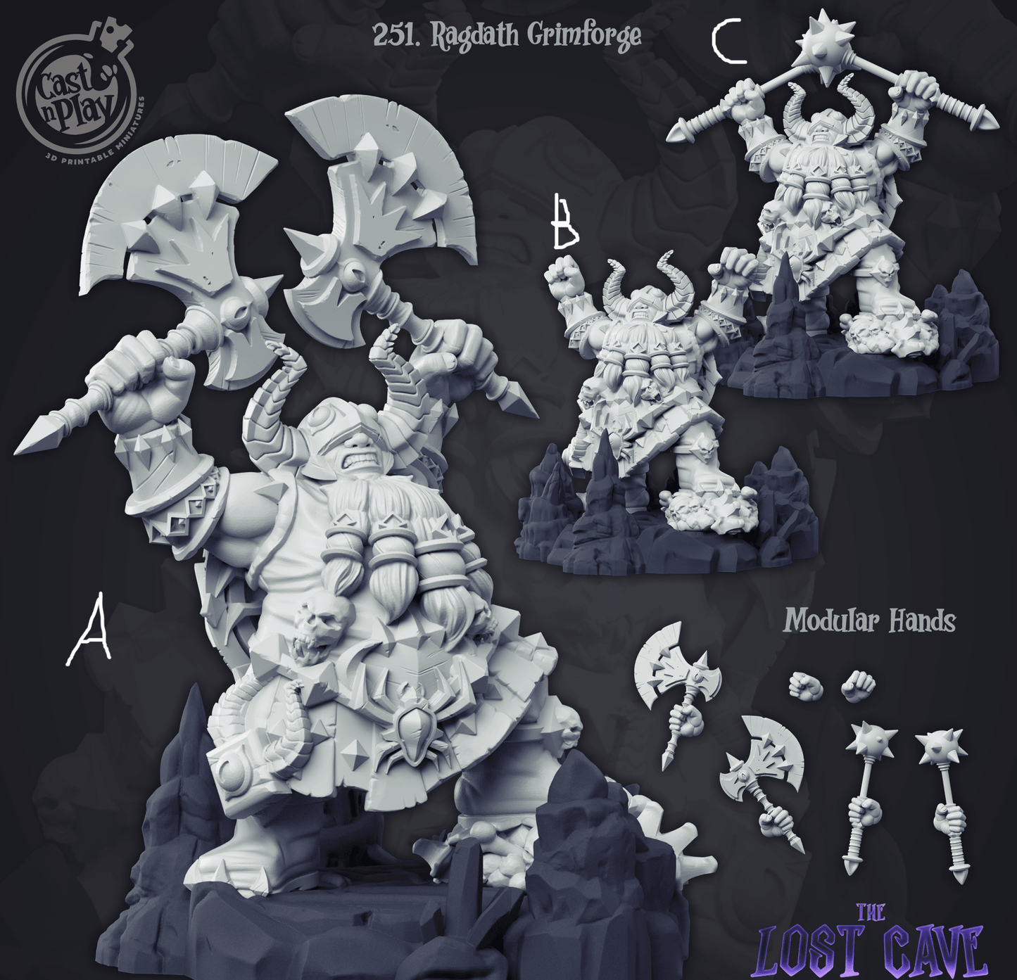3D Printed Cast n Play The Lost Cave Collection - Ragdath Grimforge 28mm 32mm D&D