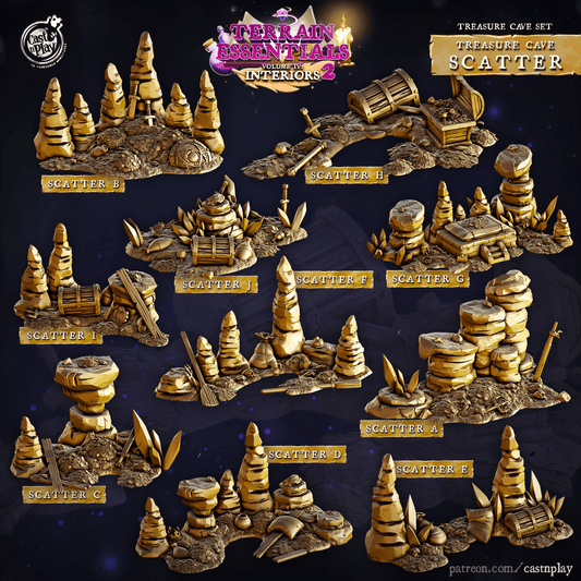 3D Printed Cast n Play Treasure Cave Scatter Terrain Set 28mm 32mm D&D