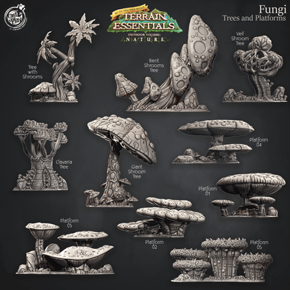 3D Printed Cast n Play Trees And Fungi Platforms Fungi Terrain Set Terrain Essentials Nature 28mm 32mm D&D