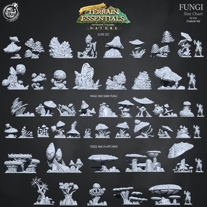 3D Printed Cast n Play Trees And Fungi Platforms Fungi Terrain Set Terrain Essentials Nature 28mm 32mm D&D