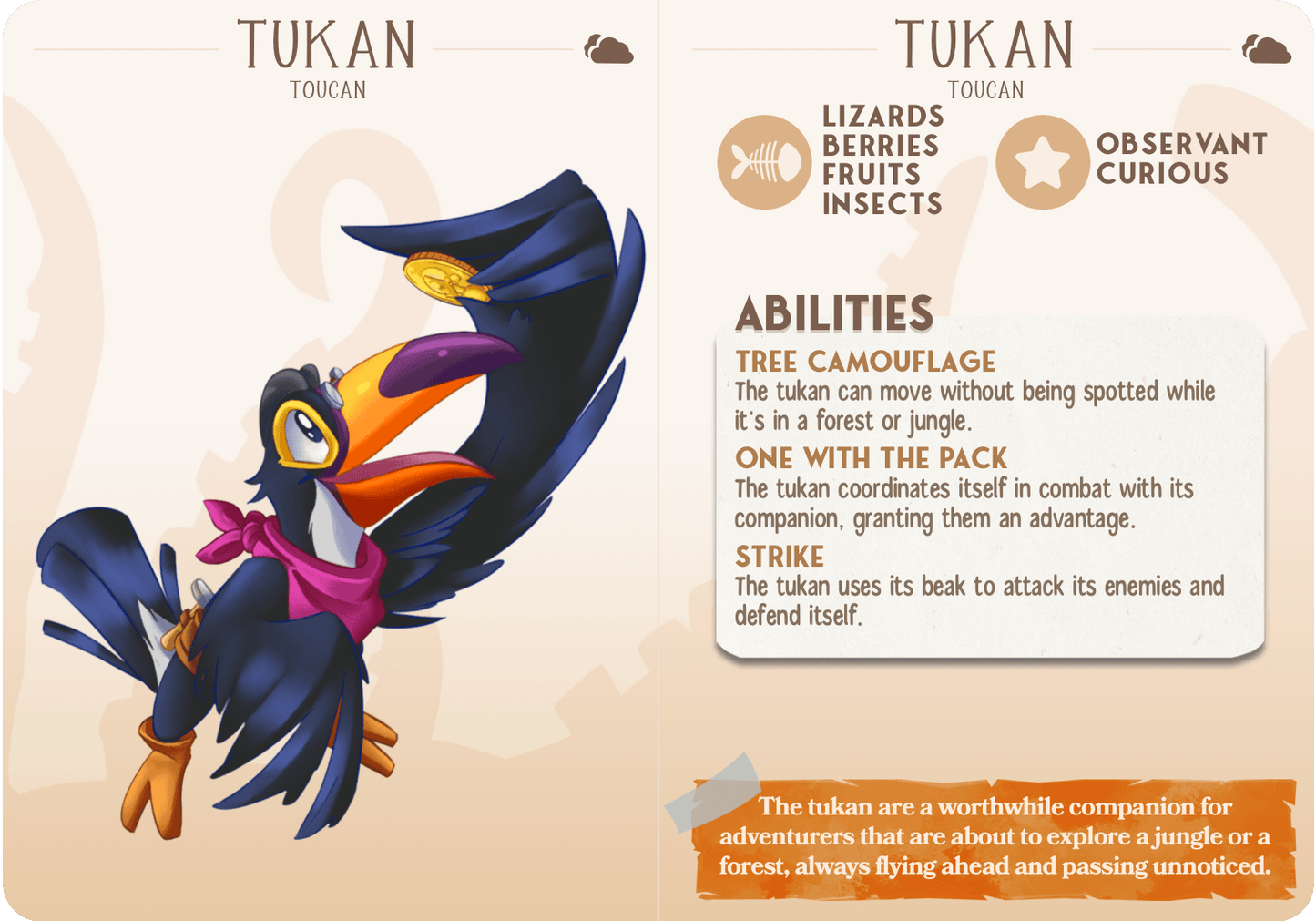 3D Printed Cast n Play Tukan - Toucan Companions 28mm 32mm D&D