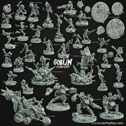 3D Printed Cast n Play Unicycle Goblins The Goblin Convoy 28mm 32mm D&D