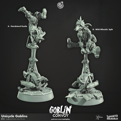 3D Printed Cast n Play Unicycle Goblins The Goblin Convoy 28mm 32mm D&D