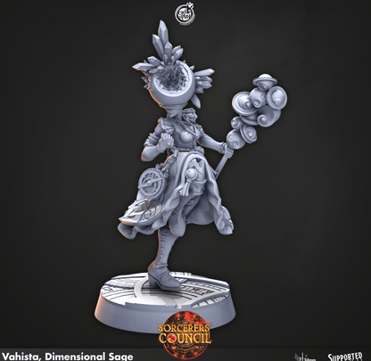 3D Printed Cast n Play Vahista, Dimensional Sage Sorcerers Council 28mm 32mm D&D