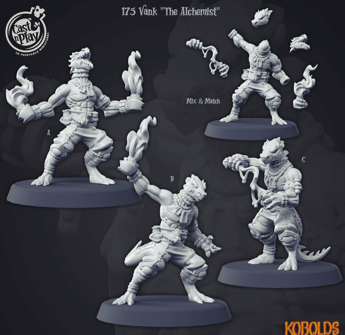 3D Printed Cast n Play Vank The Alchemist Kobold Collection 28 32mm D&D