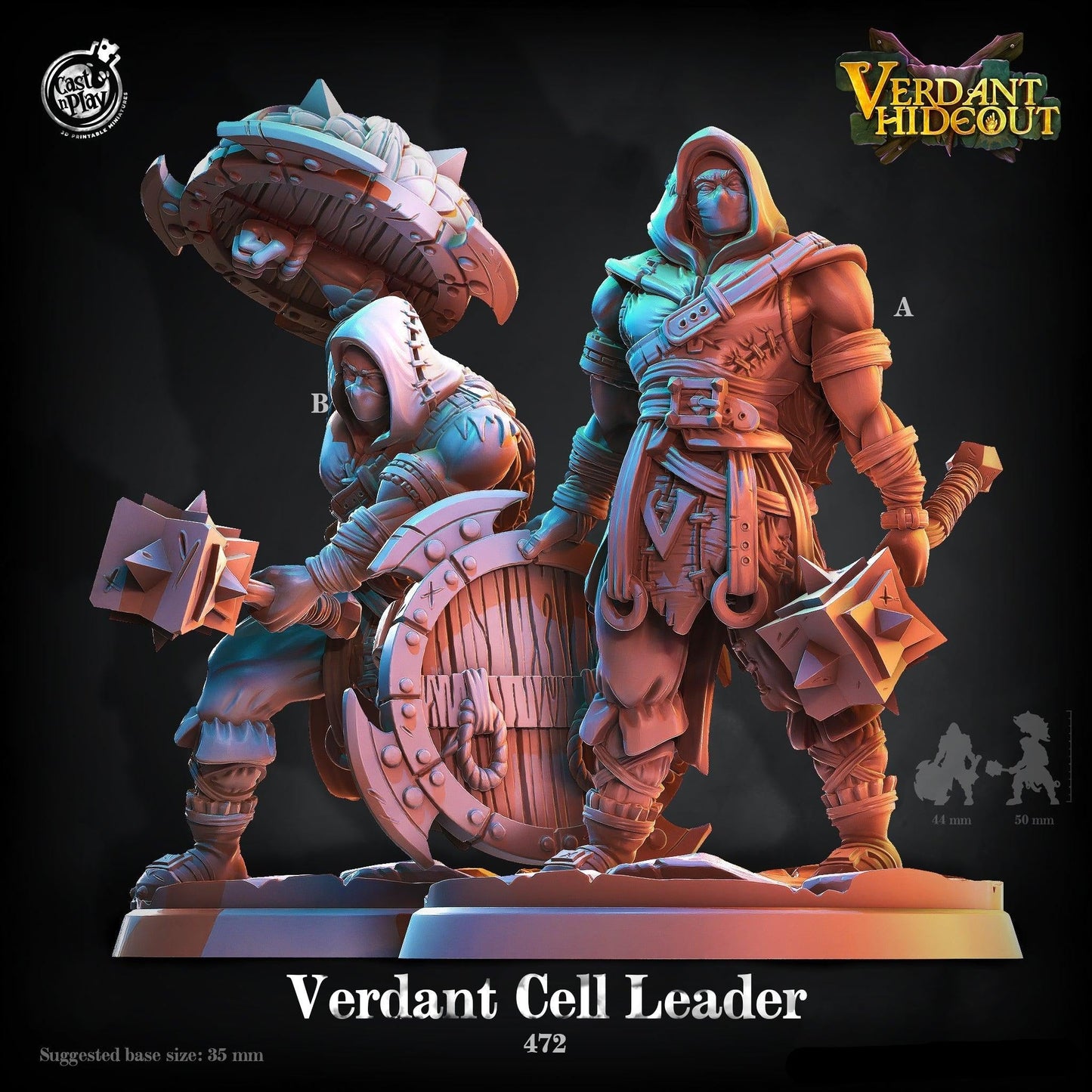 3D Printed Cast n Play Verdant Cell Leader Bandit Captain 28mm 32mm D&D