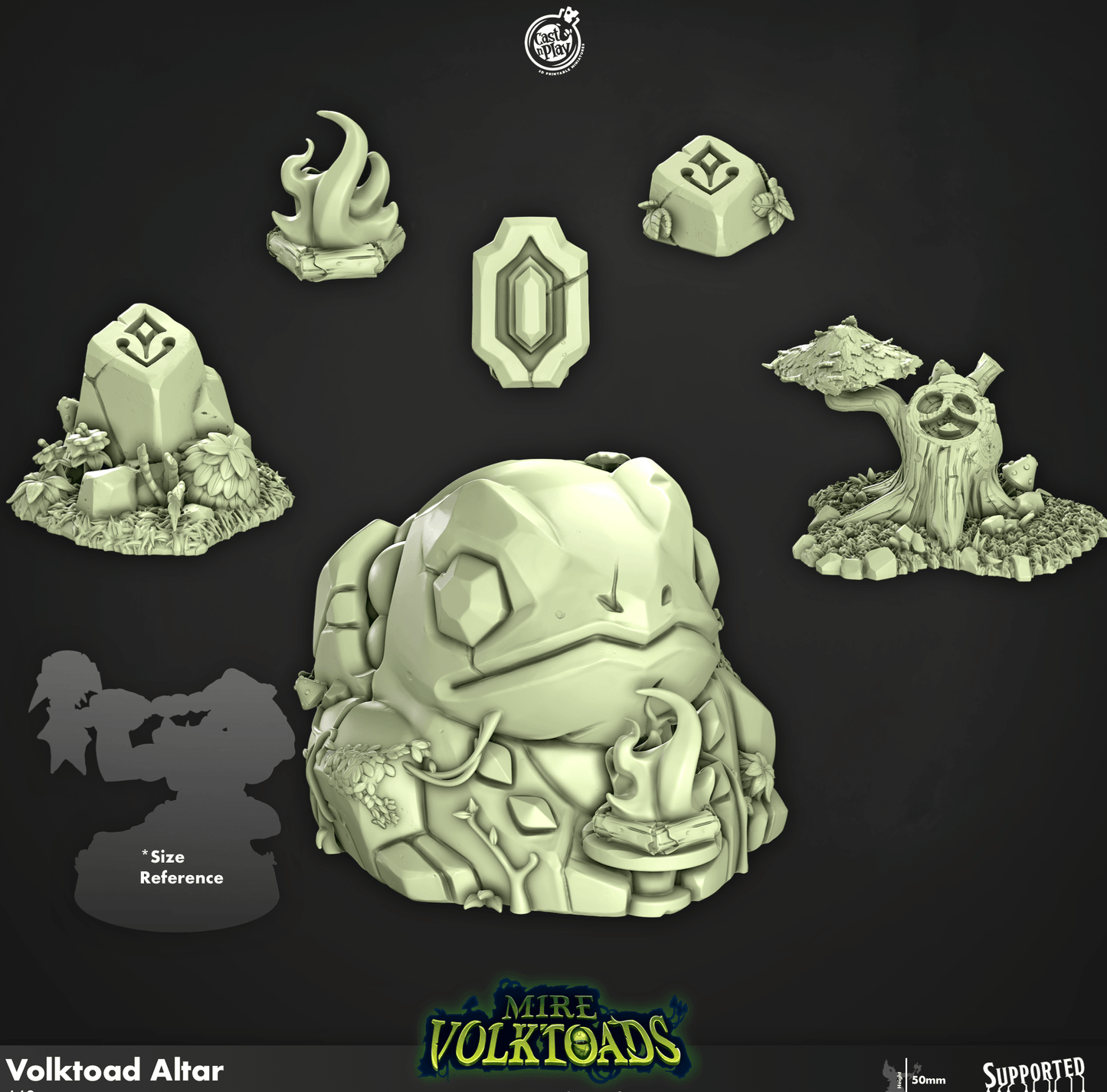3D Printed Cast n Play Volktoad Altar Mire Volktoads Set 28mm 32mm D&D