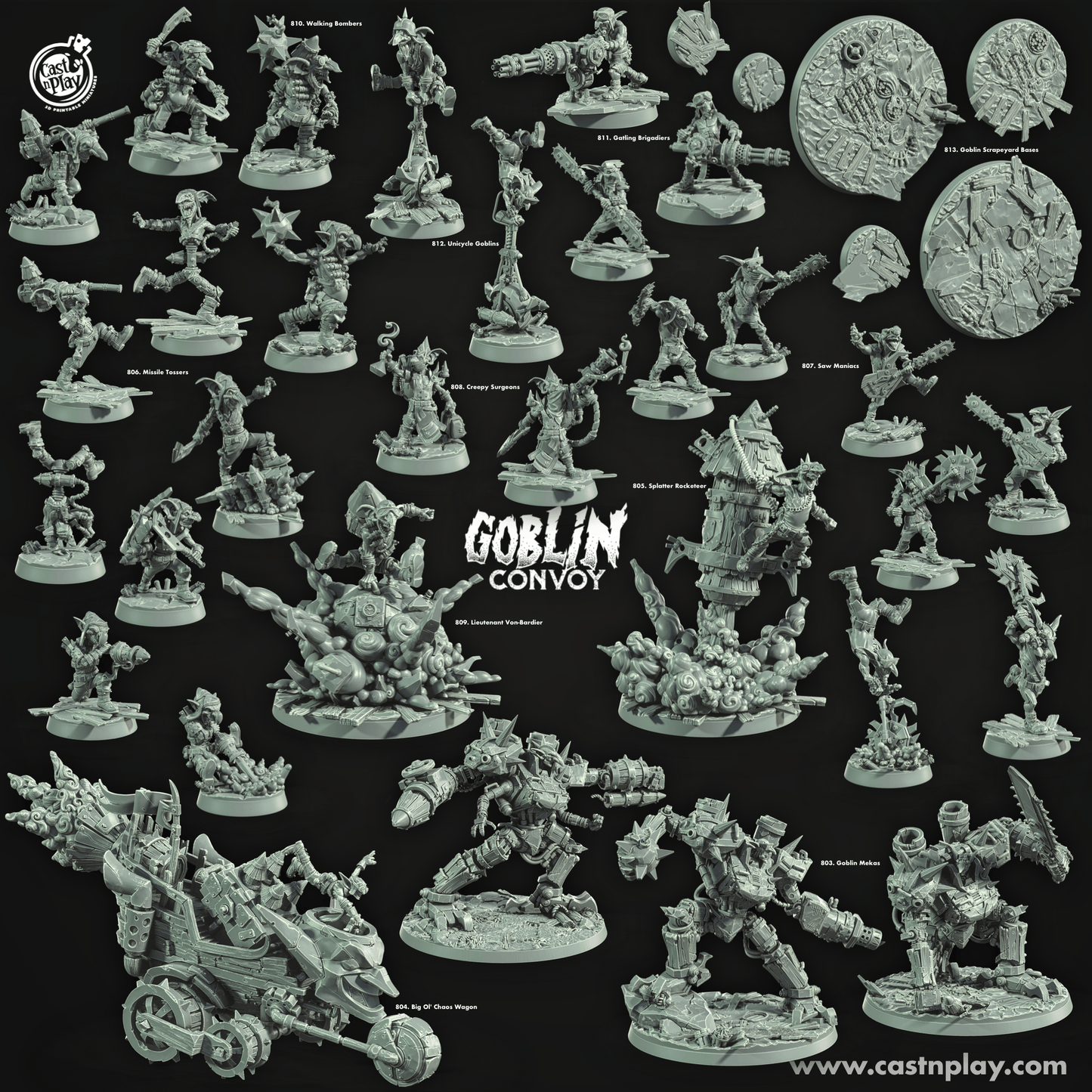 3D Printed Cast n Play Walking Bombers The Goblin Convoy 28mm 32mm D&D