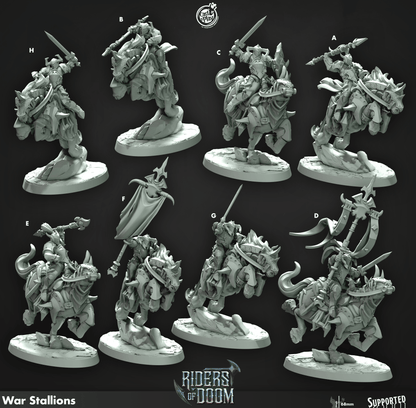 3D Printed Cast n Play War Stallions Riders of Doom Set 28mm 32mm D&D