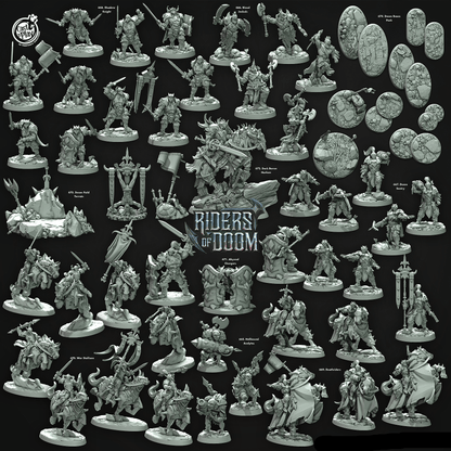 3D Printed Cast n Play War Stallions Riders of Doom Set 28mm 32mm D&D