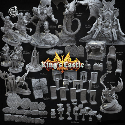 3D Printed Cast n Play White Dragon King's Castle 28 32mm D&D