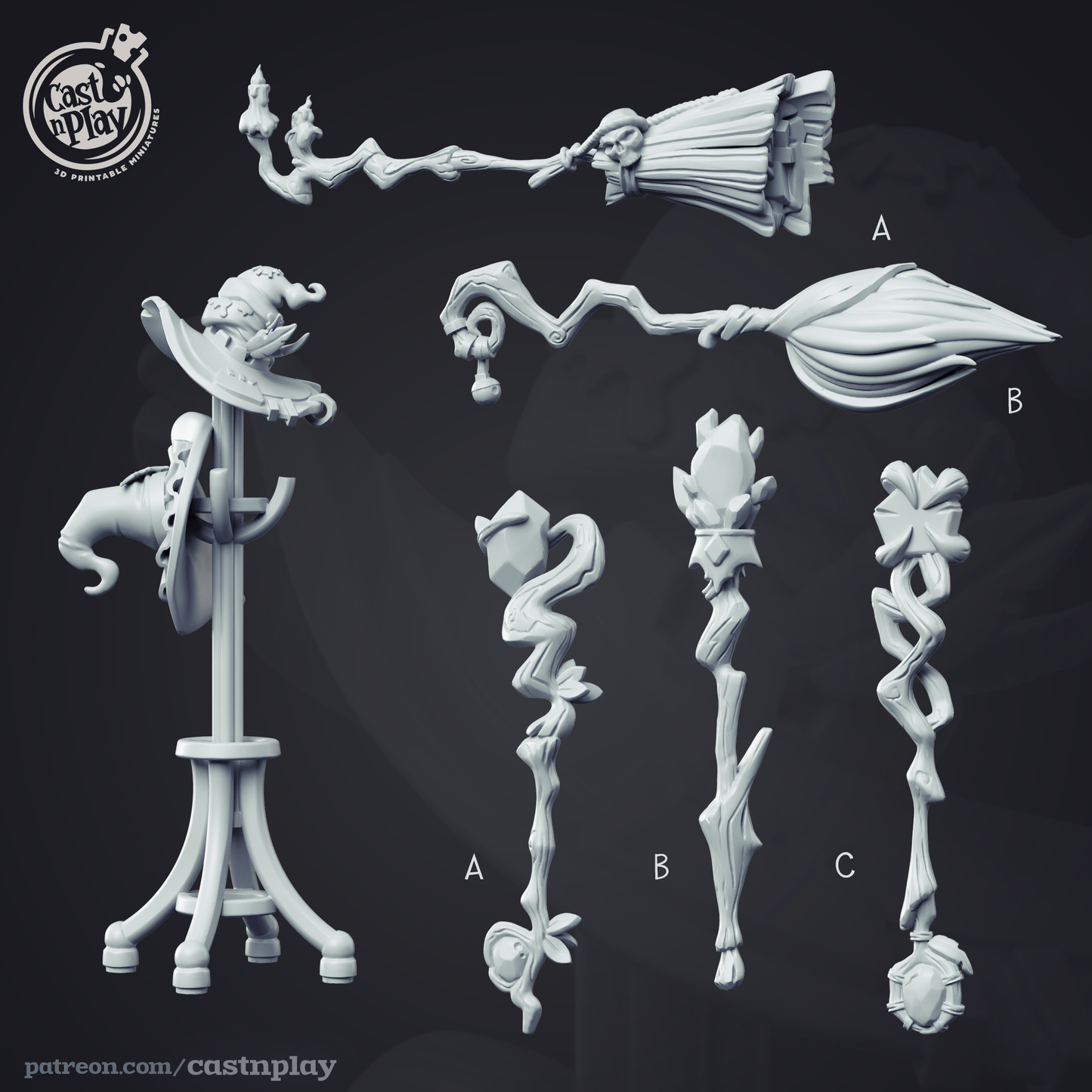 3D Printed Cast n Play Wizard Props Wizard's Guild Set 28mm 32mm D&D